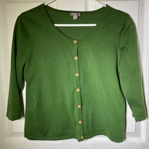 ❌SOLD‼️❌ J. Jill Green Button Up 3/4 Sleeve Cardigan 100% Cotton Petite Small